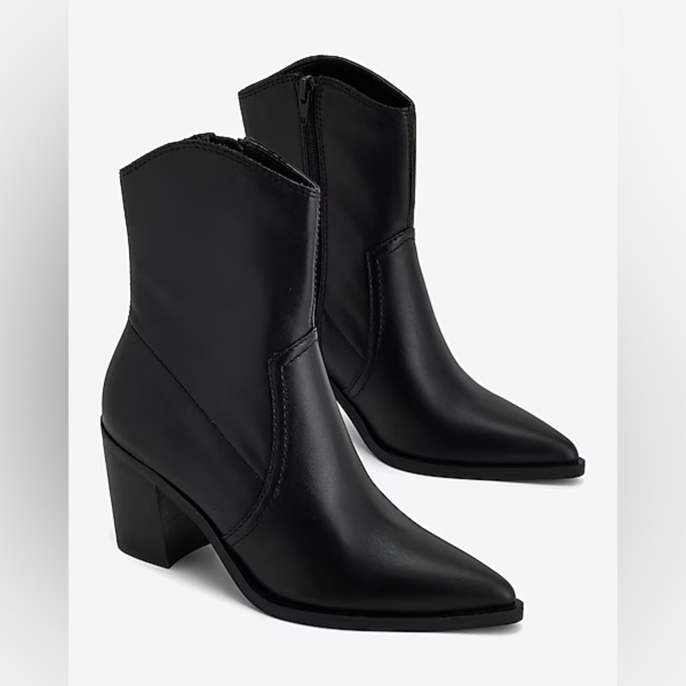 NWOT Express Genuine Leather Pointed Toe Western Booties